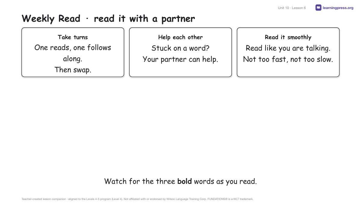 Preview page 3 of Fundations Level 4 Unit 10 Lesson Slides