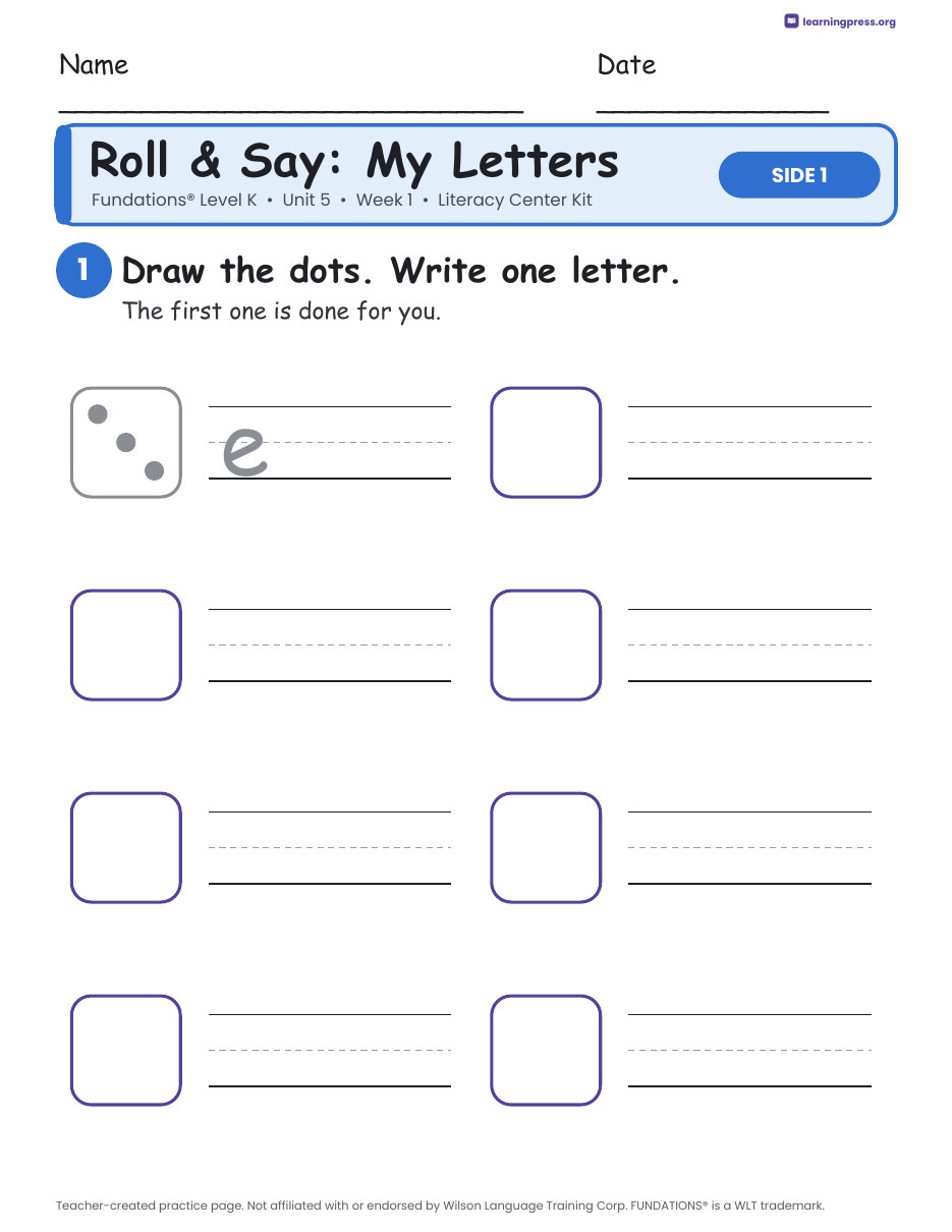 Preview page 1 of Fundations Level K Unit 5 Literacy Center Kits Bundle (6 Weeks)