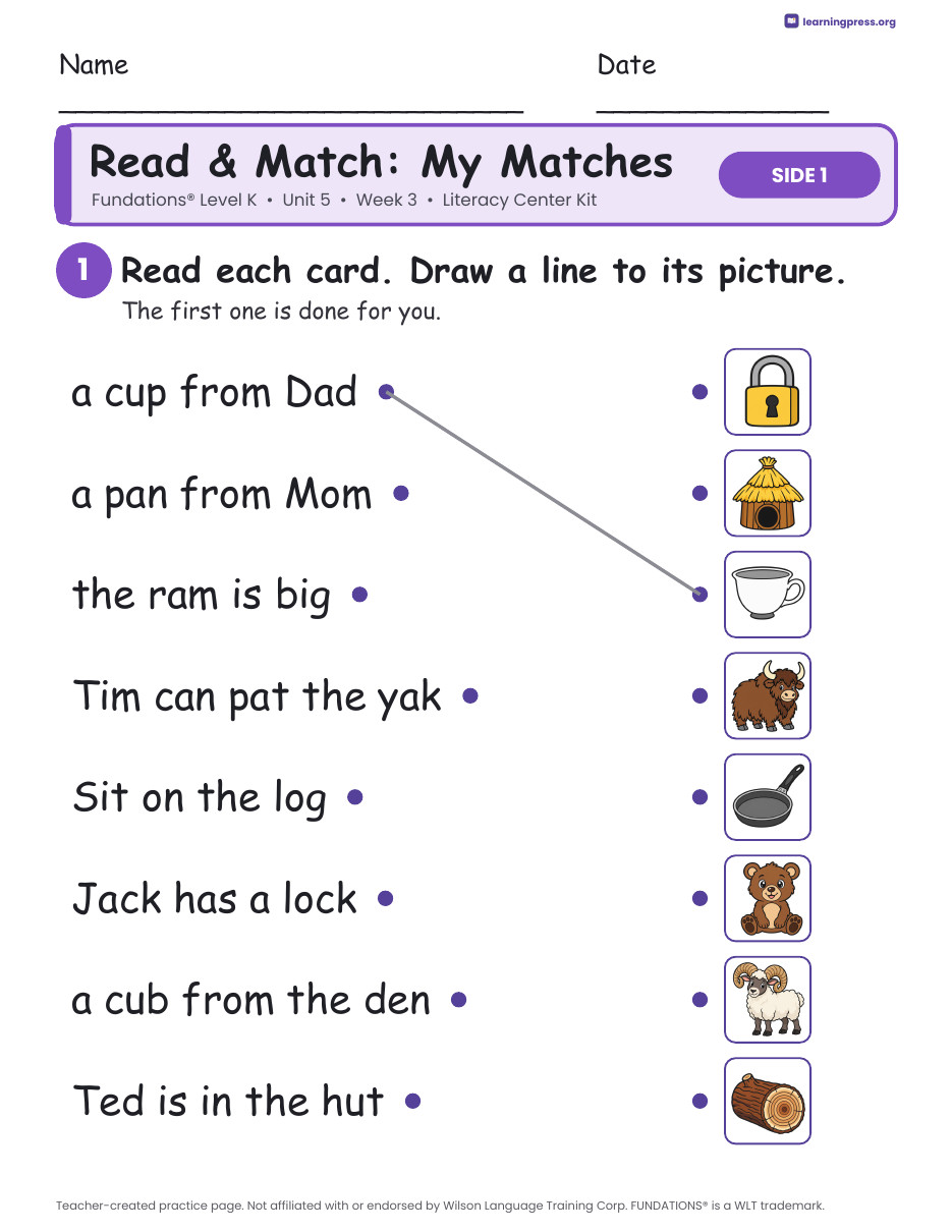 Preview page 3 of Fundations Level K Unit 5 Literacy Center Kits Bundle (6 Weeks)