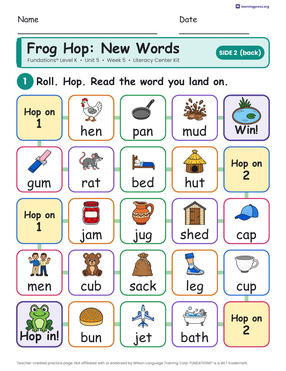 Preview page 4 of Fundations Level K Unit 5 Literacy Center Kits Bundle (6 Weeks)