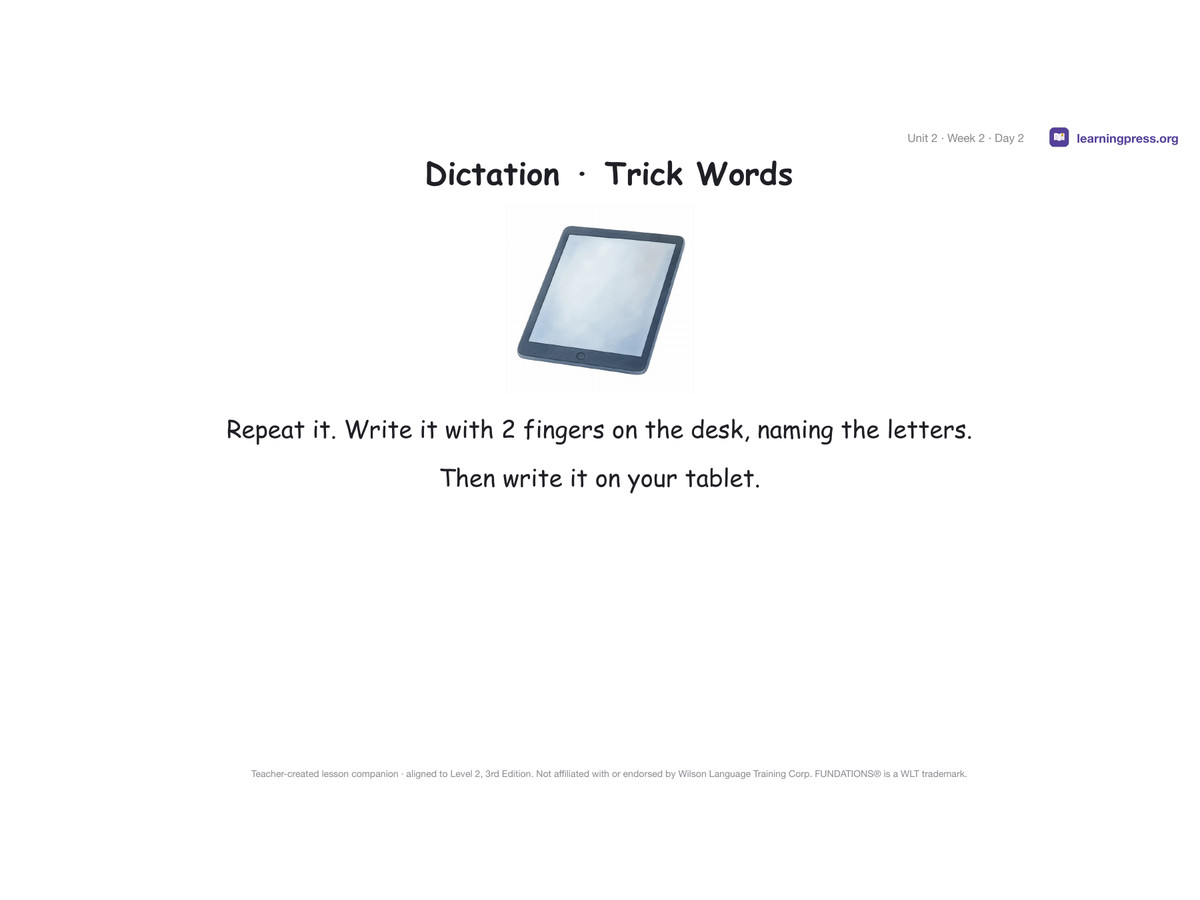 Preview page 3 of Fundations Level 2 Unit 2 Lesson Slides – 3rd Edition Aligned