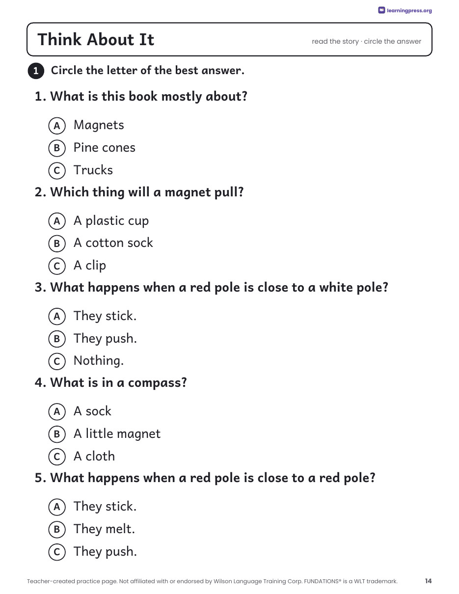 Preview page 3 of Fundations®-Aligned Decodable Nonfiction Book · Level 1 Unit 12: Magnets