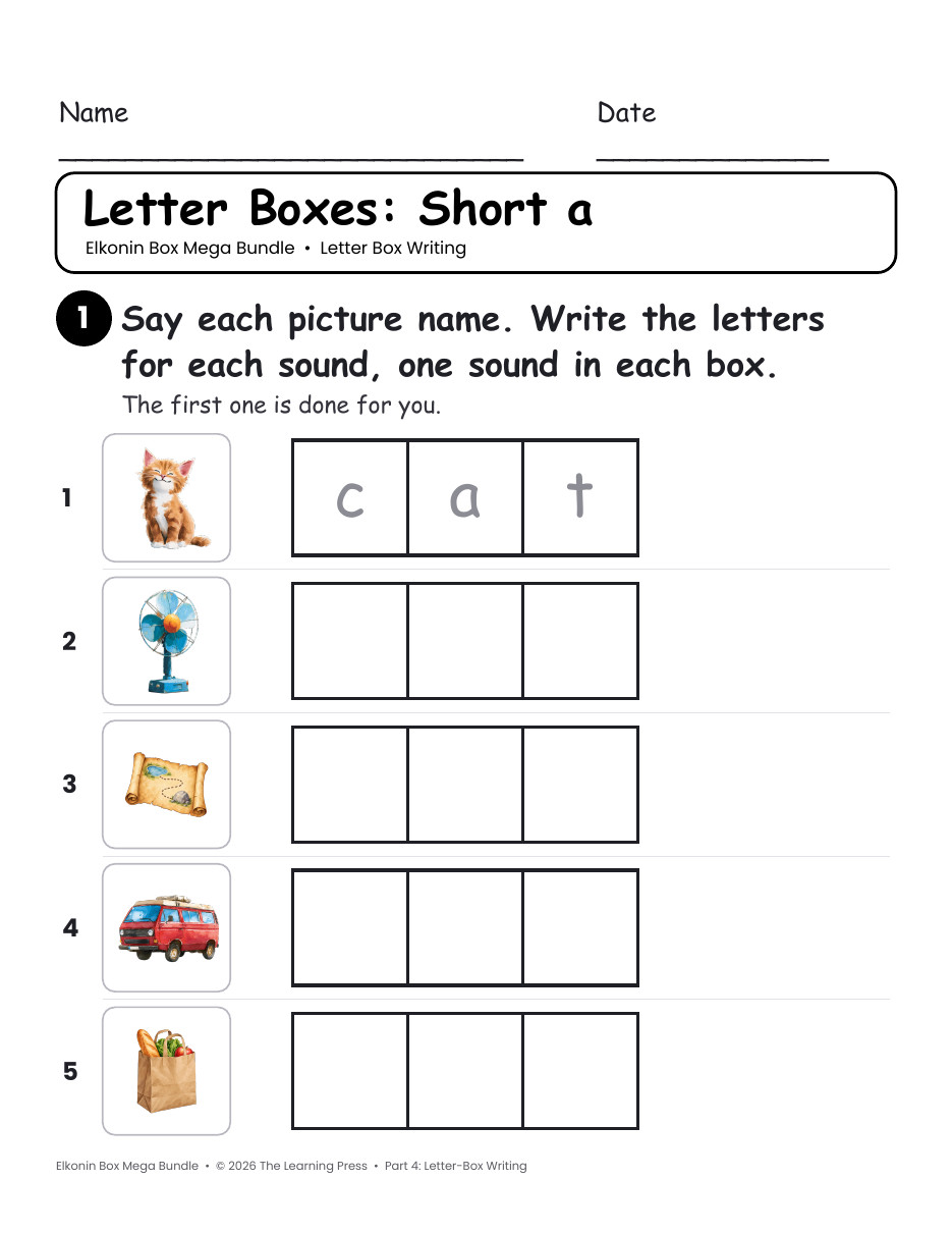 Preview page 4 of Elkonin Boxes CVC Mega Bundle · Sound Box Mats, Picture Cards & Letter Boxes