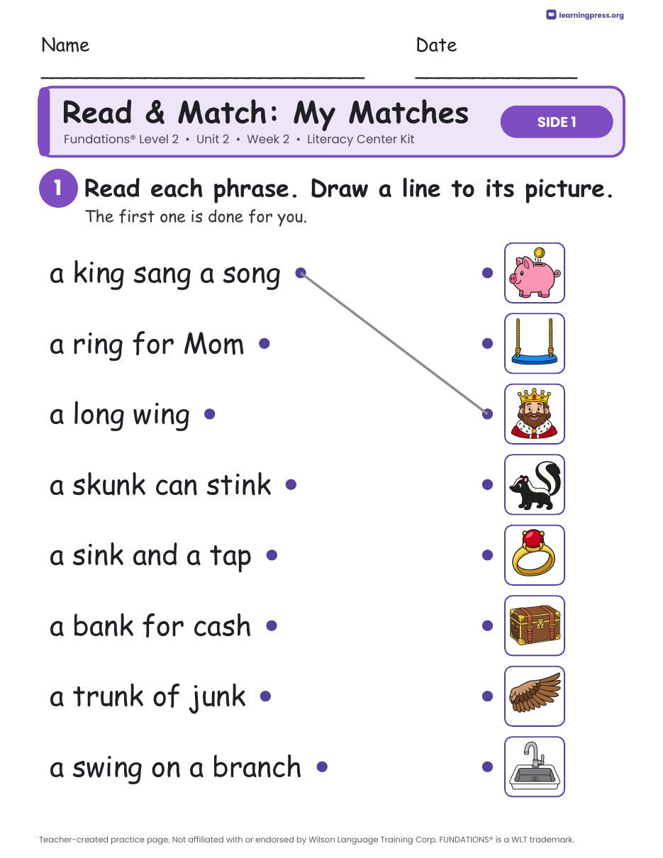 Preview page 3 of Fundations Level 2 Unit 2 Week 2 Literacy Center Kit