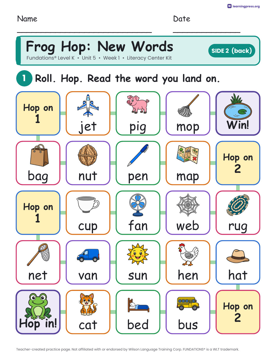 Preview page 4 of Fundations Level K Literacy Center Kits Bundle (20 Weekly Kits)