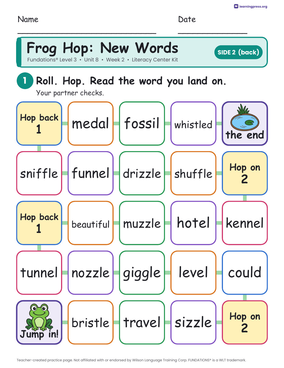 Preview page 4 of Fundations Level 3 Unit 8 Week 2 Literacy Center Kit