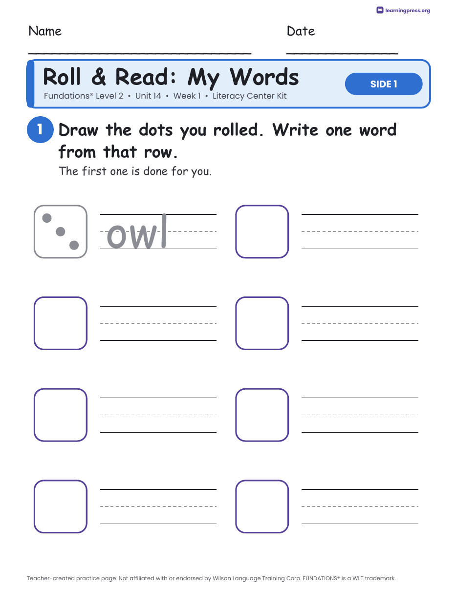 Preview page 1 of Fundations Level 2 Unit 14 Literacy Center Kits Bundle (2 Weeks)