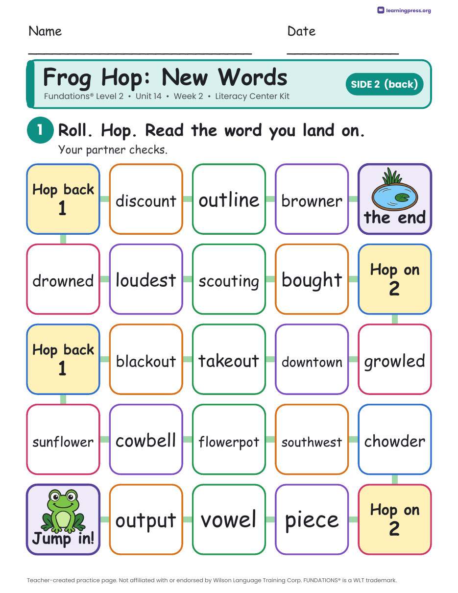 Preview page 4 of Fundations Level 2 Unit 14 Literacy Center Kits Bundle (2 Weeks)