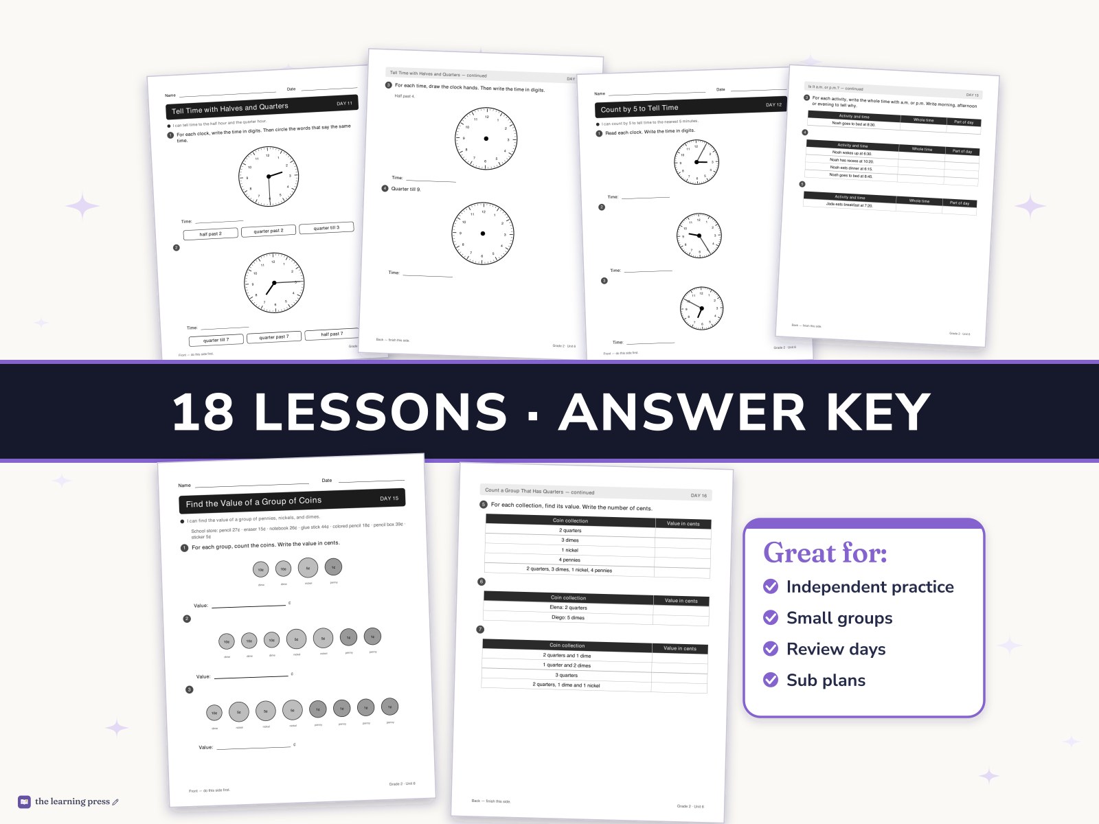 Preview page 3 of Illustrative Math (IM®) Aligned 2nd Grade Unit 6 Worksheets: Geometry, Time, and Money
