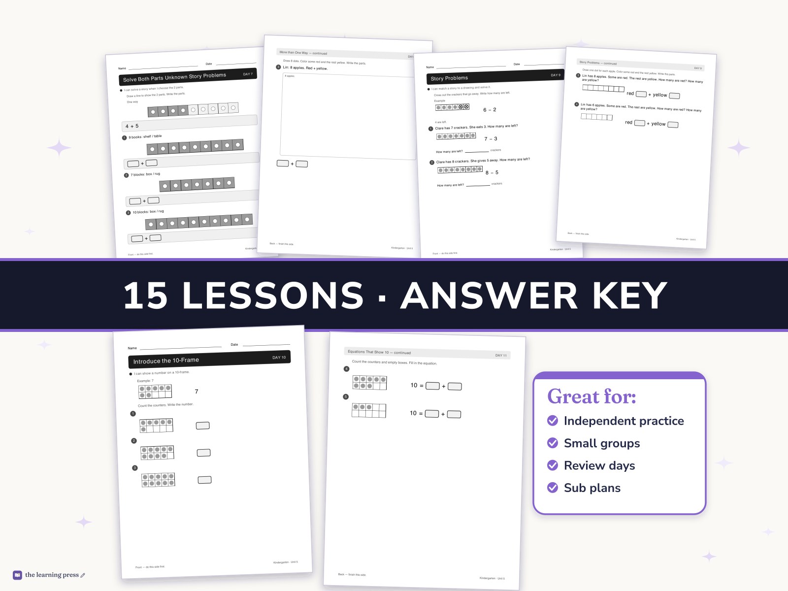 Preview page 3 of Illustrative Math (IM®) Aligned Kindergarten Unit 5 Worksheets: Composing and Decomposing Numbers to 10