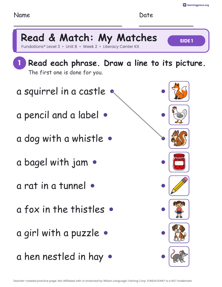 Preview page 3 of Fundations Level 3 Literacy Center Kits Bundle (34 Weekly Kits)