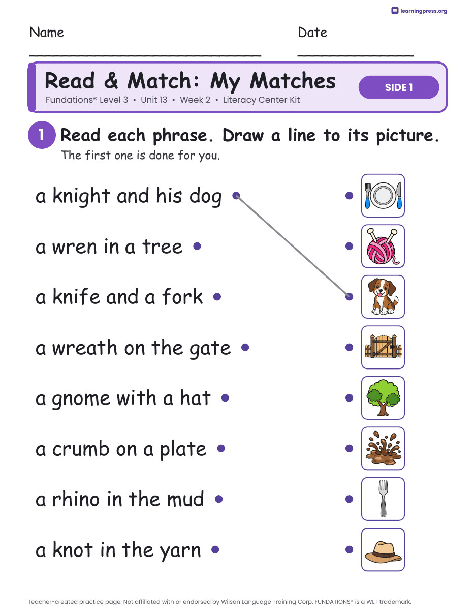 Preview page 3 of Fundations Level 3 Unit 13 Week 2 Literacy Center Kit