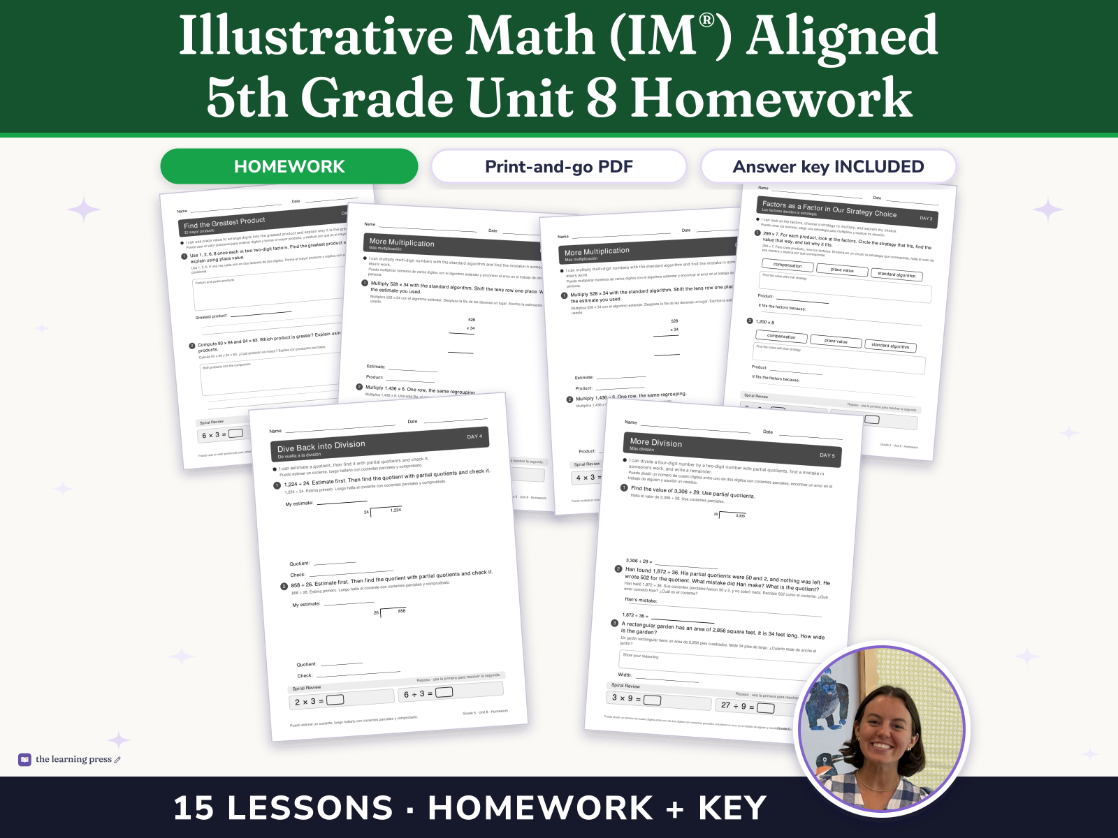Preview page 1 of Illustrative Math (IM®) Aligned 5th Grade Unit 8 Homework: Putting It All Together