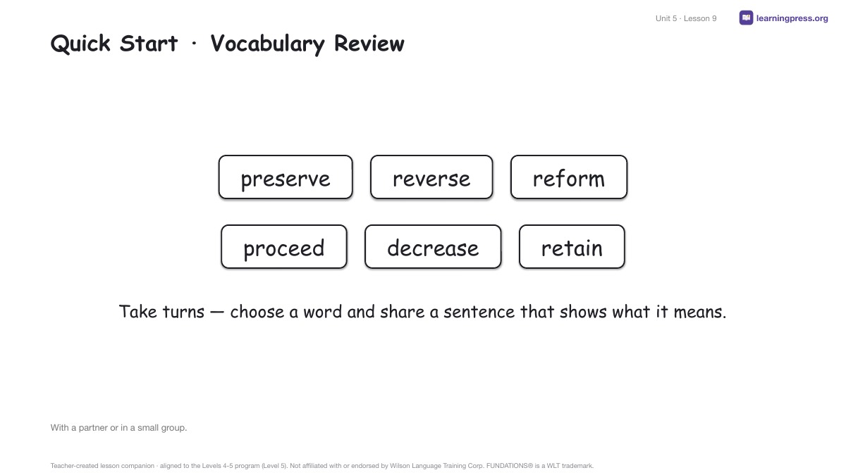 Preview page 4 of Fundations Level 5 Unit 5 Lesson Slides