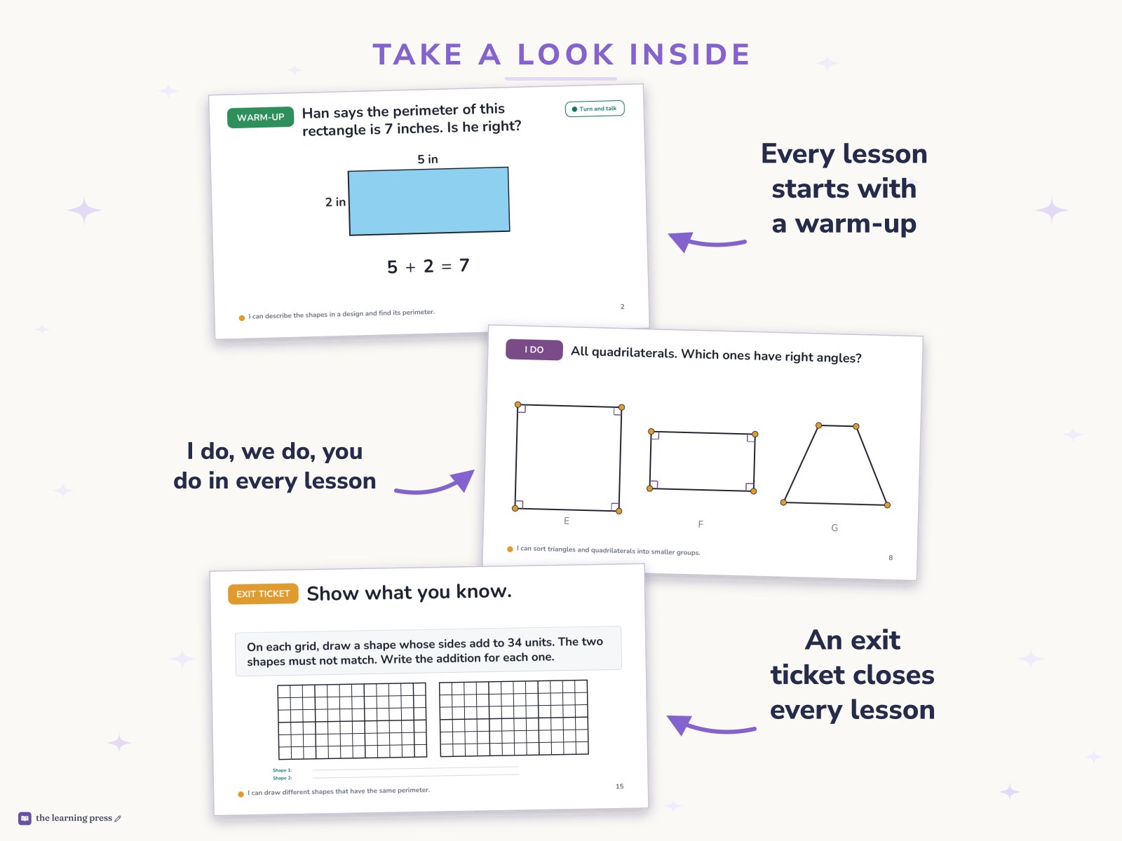 Preview page 2 of Illustrative Math (IM®) Aligned 3rd Grade Unit 7 Slides: Two-dimensional Shapes and Perimeter