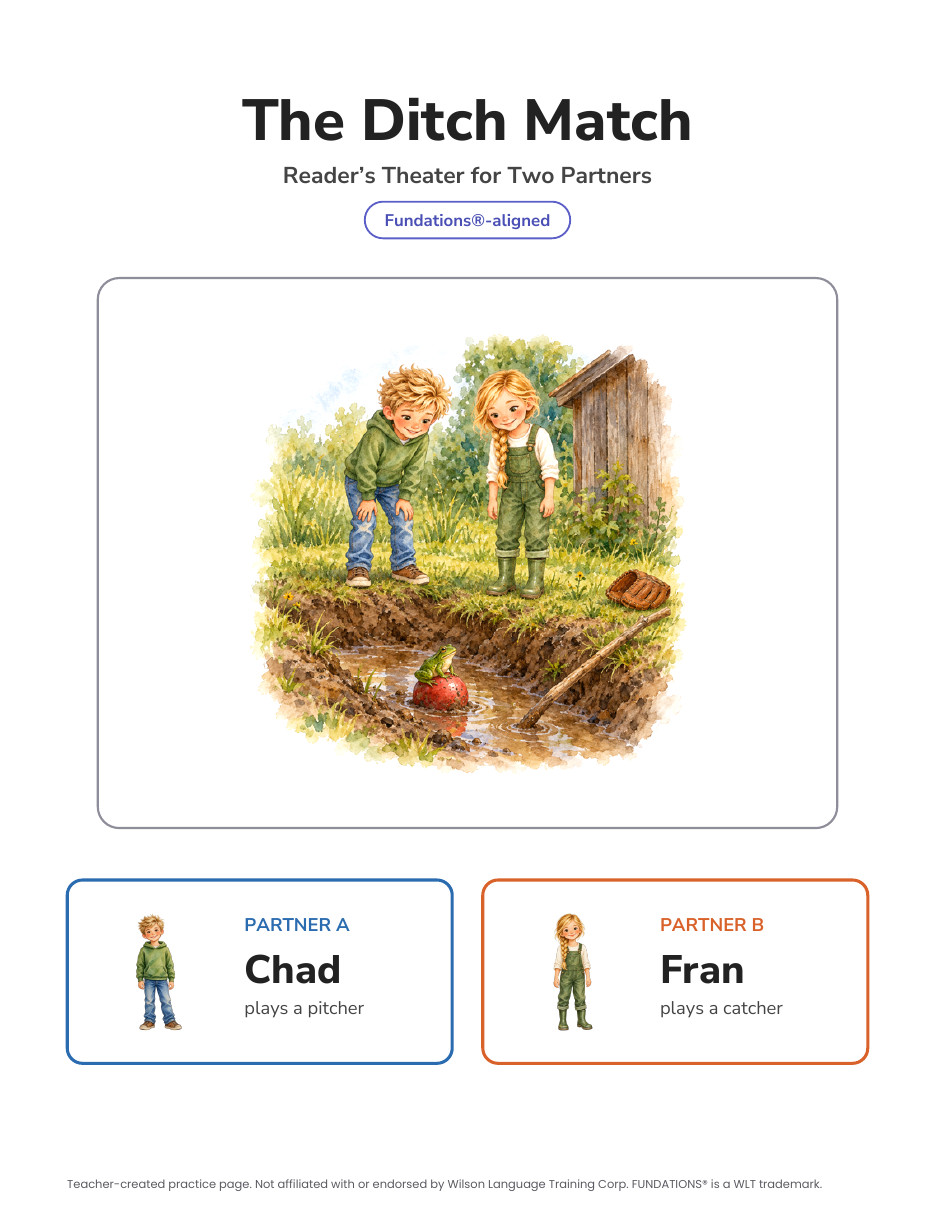 Preview page 1 of Fundations-Aligned Partner Reader's Theater · Level 3 Unit 1