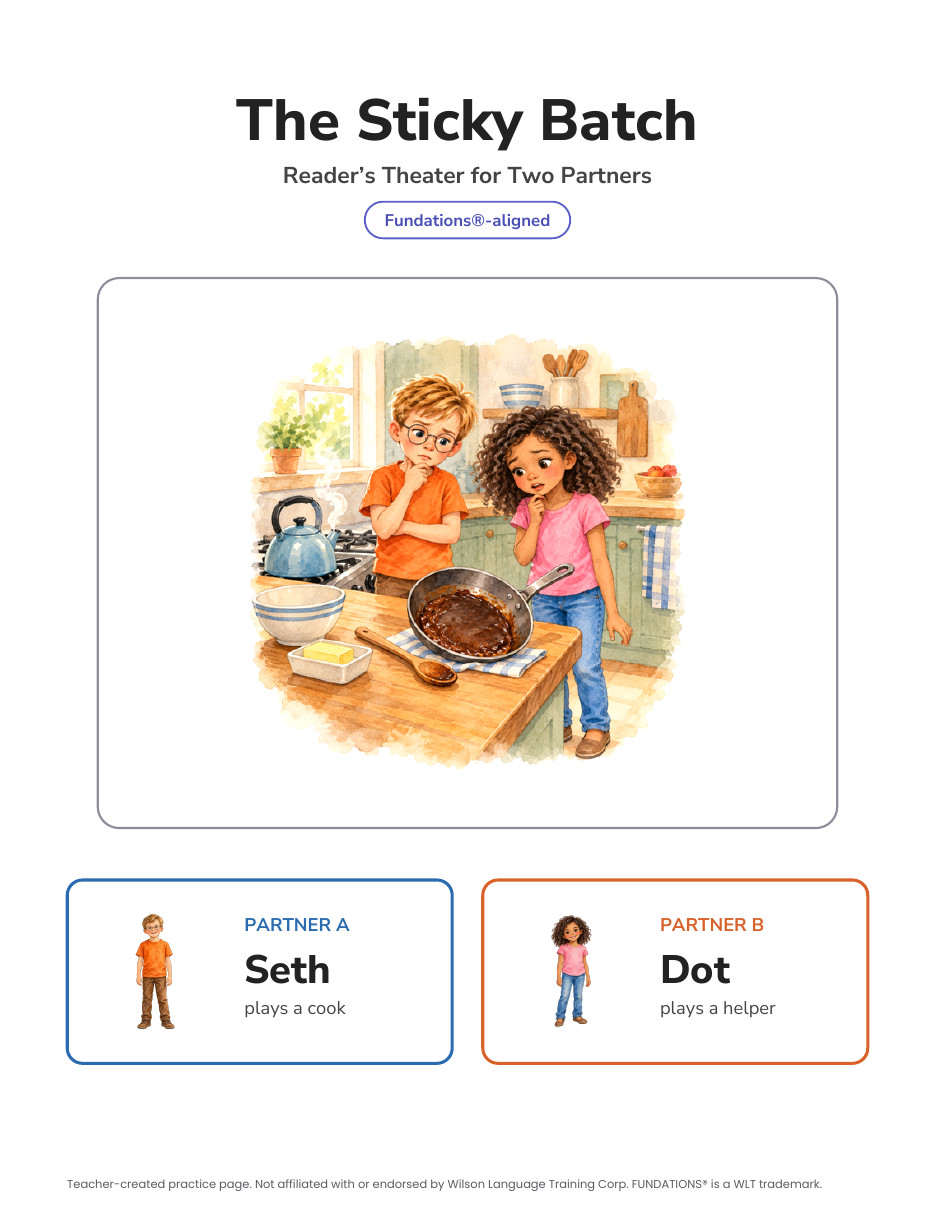 Preview page 4 of Fundations-Aligned Partner Reader's Theater · Level 3 Unit 1
