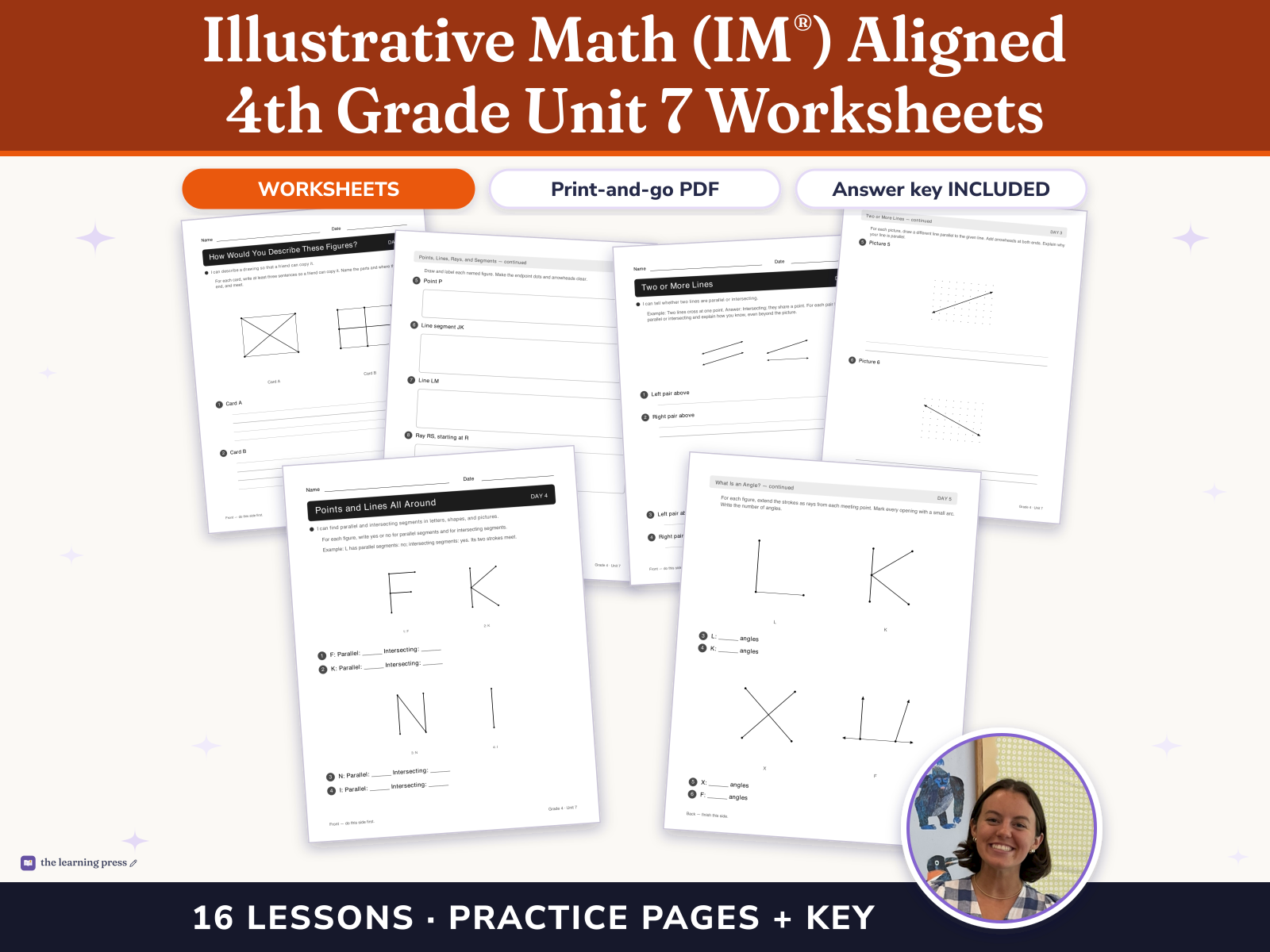 Preview page 1 of Illustrative Math (IM®) Aligned 4th Grade Unit 7 Worksheets: Angles and Angle Measurement