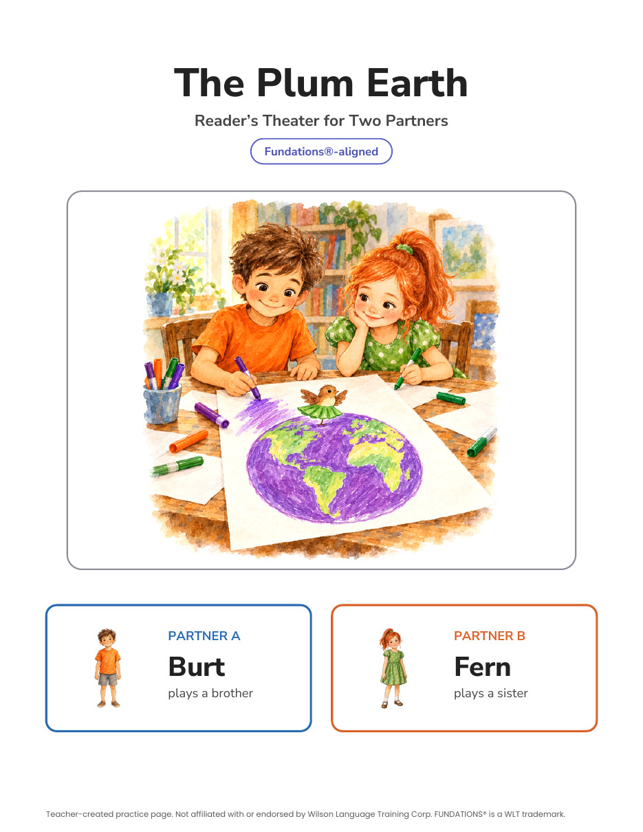 Preview page 1 of Fundations-Aligned Partner Reader's Theater · Level 2 Unit 9