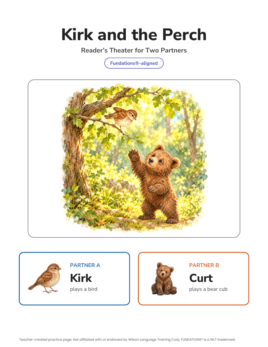 Preview page 4 of Fundations-Aligned Partner Reader's Theater · Level 2 Unit 9