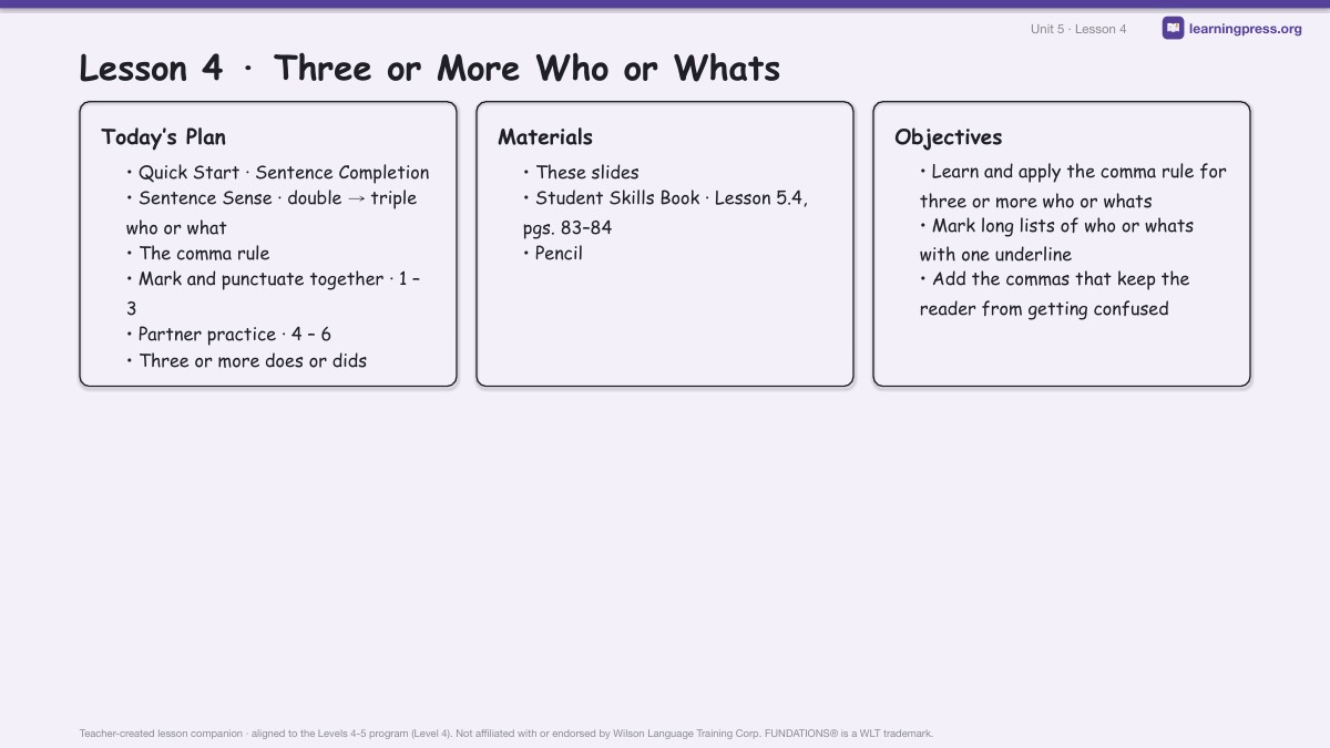 Preview page 2 of Fundations Level 4 Unit 5 Lesson Slides