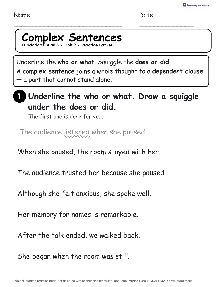 Preview page 3 of Fundations Level 5 Unit 2 Practice Packet