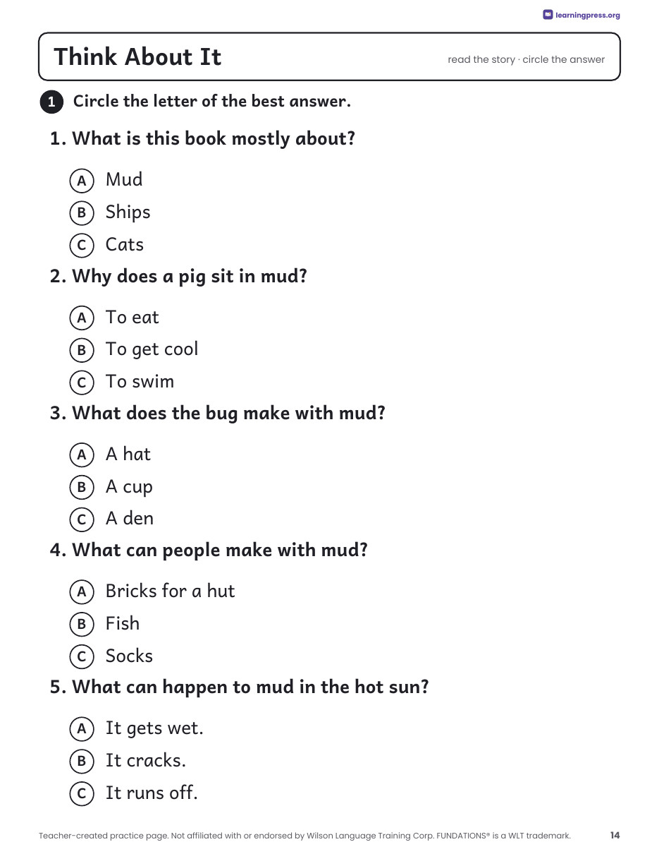 Preview page 3 of Fundations®-Aligned Decodable Nonfiction Book · Level 1 Unit 2: Mud