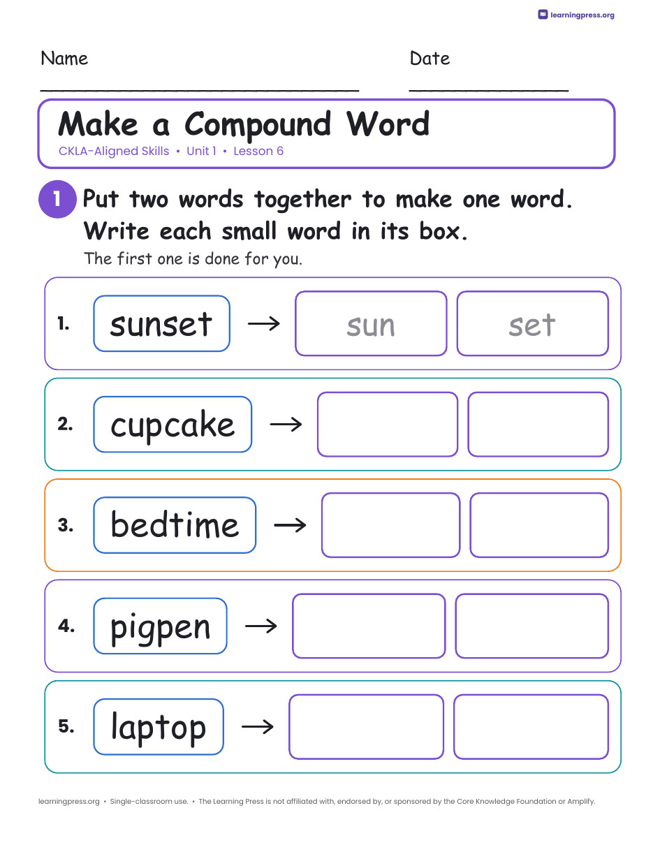 Preview page 3 of CKLA-Aligned Grade 2 Skills Unit 1 Worksheets (Lessons 1–22)