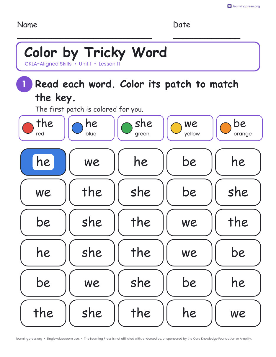 Preview page 4 of CKLA-Aligned Grade 2 Skills Unit 1 Worksheets (Lessons 1–22)