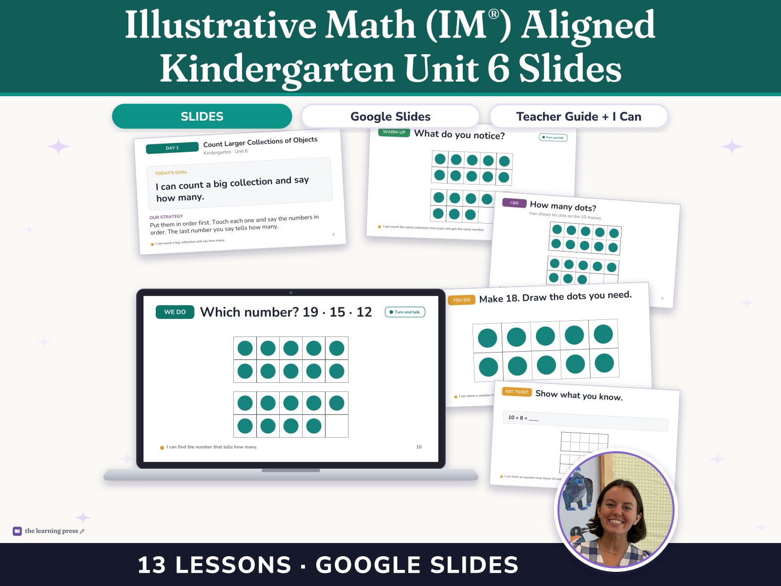 Preview page 1 of Illustrative Math (IM®) Aligned Kindergarten Unit 6 Slides: Numbers 0–20
