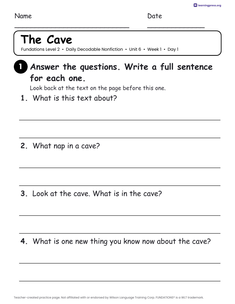 Preview page 2 of Fundations-Aligned Daily Decodable Nonfiction · Level 2 Unit 6