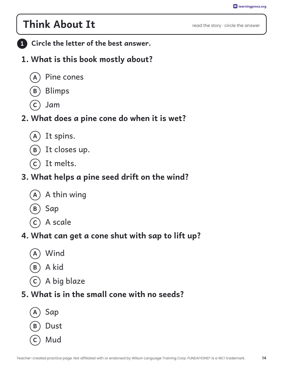 Preview page 3 of Fundations®-Aligned Decodable Nonfiction Book · Level 1 Unit 11: Pine Cones