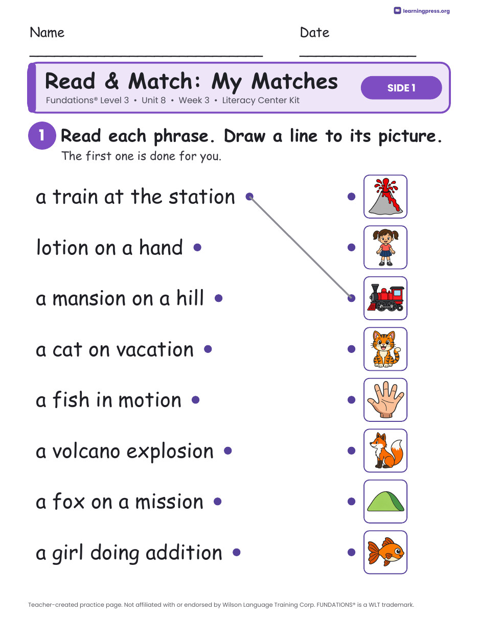 Preview page 3 of Fundations Level 3 Unit 8 Week 3 Literacy Center Kit
