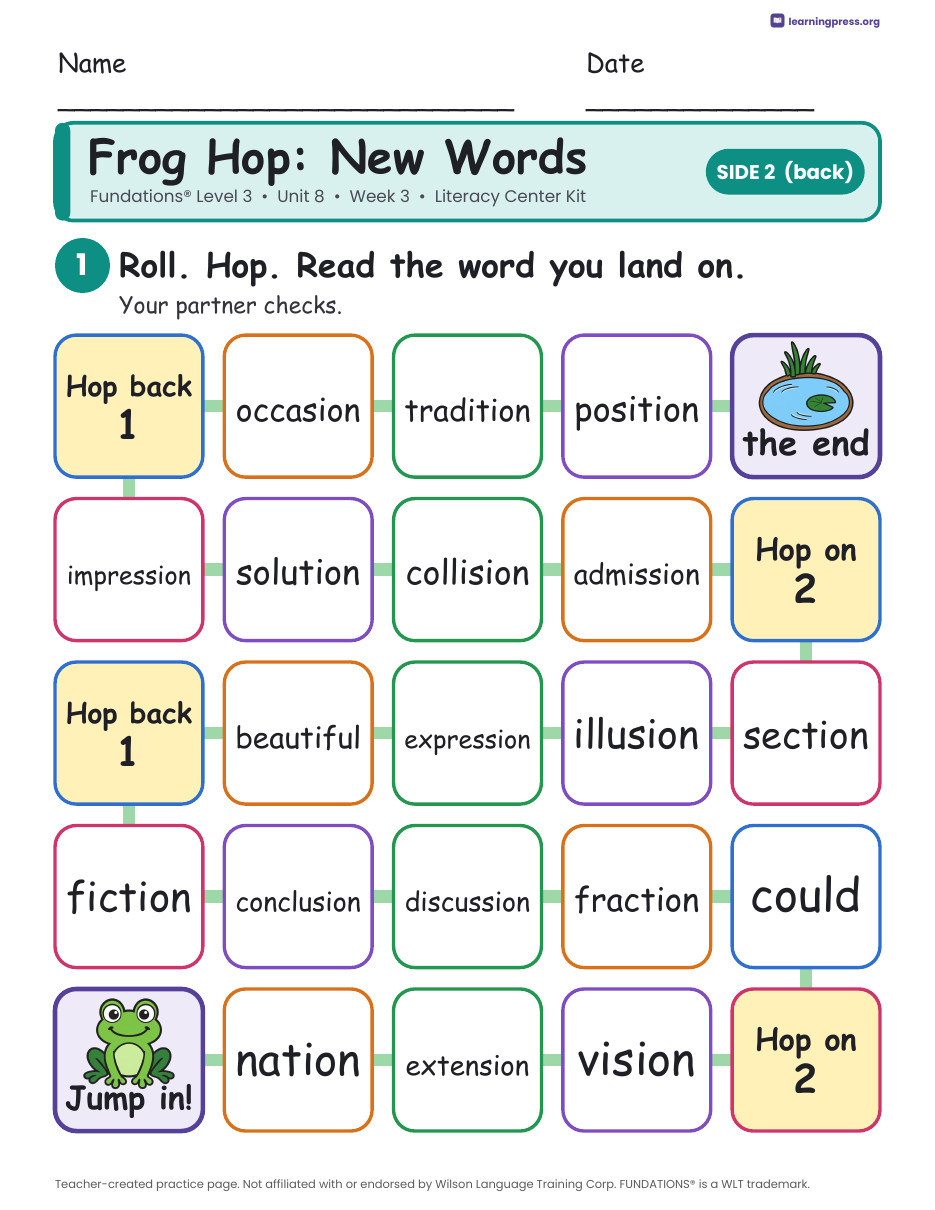 Preview page 4 of Fundations Level 3 Unit 8 Week 3 Literacy Center Kit