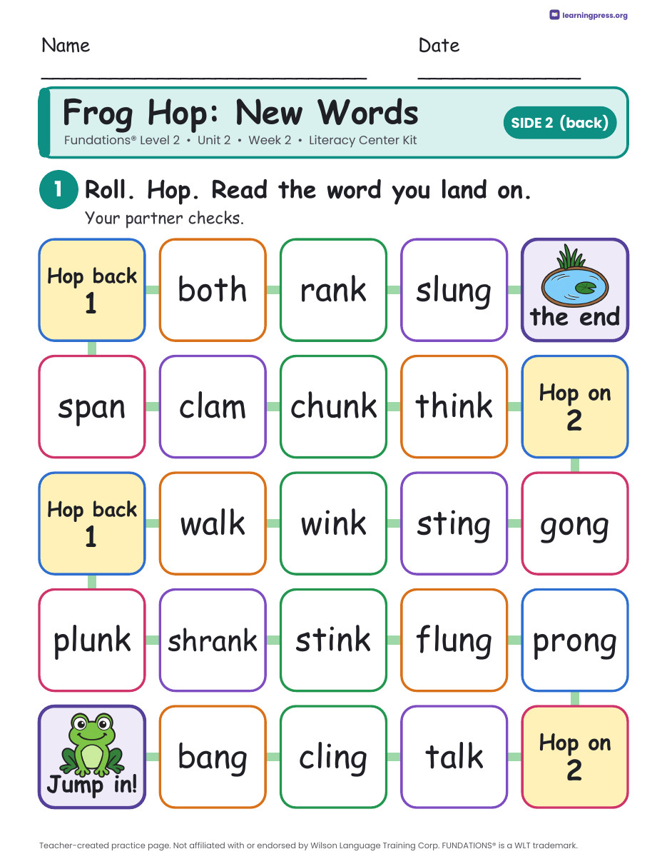 Preview page 4 of Fundations Level 2 Unit 2 Literacy Center Kits Bundle (2 Weeks)