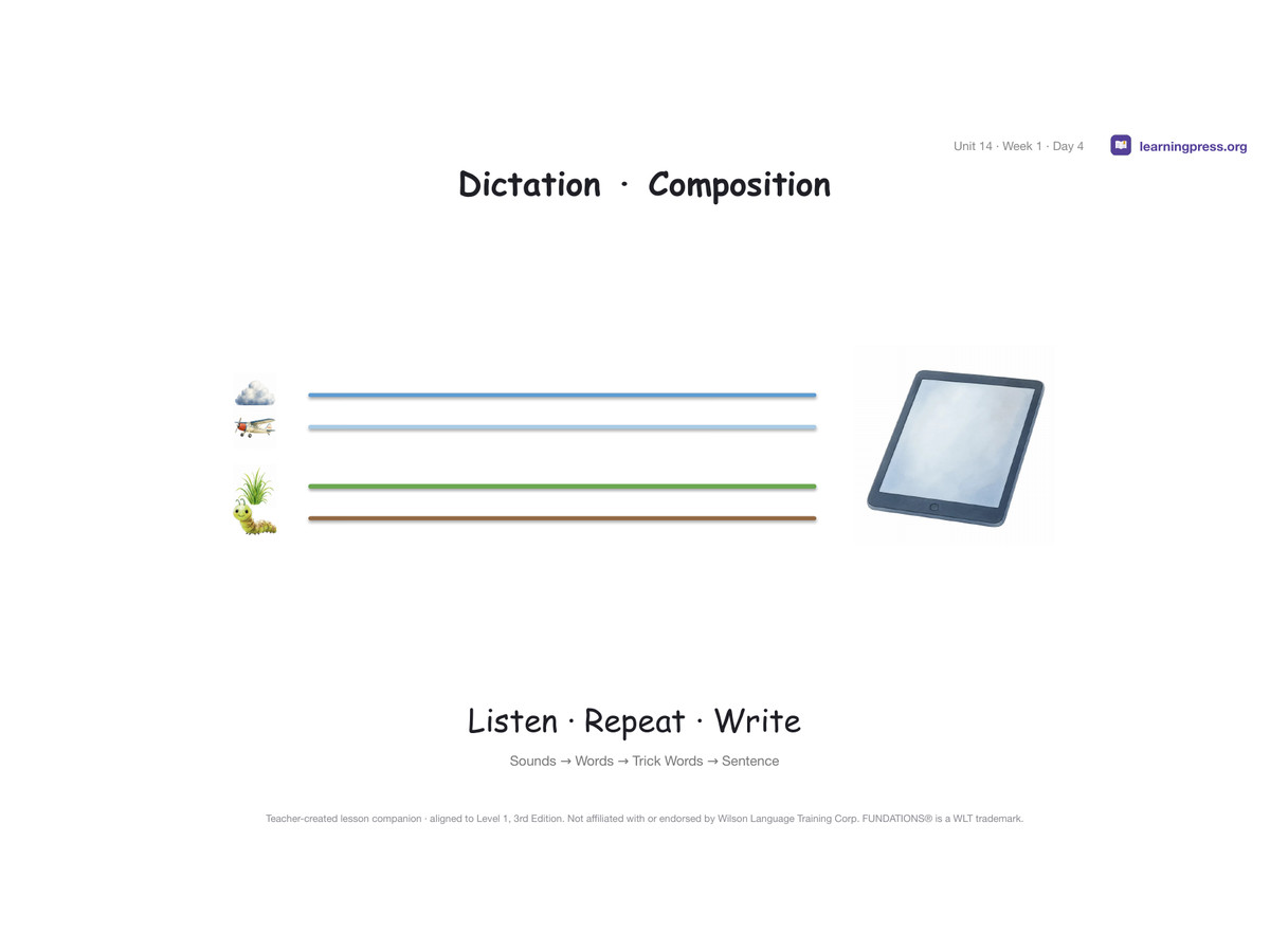 Preview page 2 of Fundations Level 1 Unit 14 Lesson Slides – 3rd Edition Aligned
