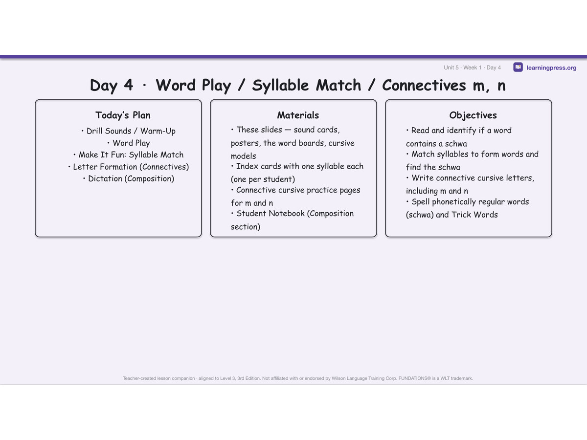 Preview page 2 of Fundations Level 3 Unit 5 Lesson Slides – 3rd Edition Aligned