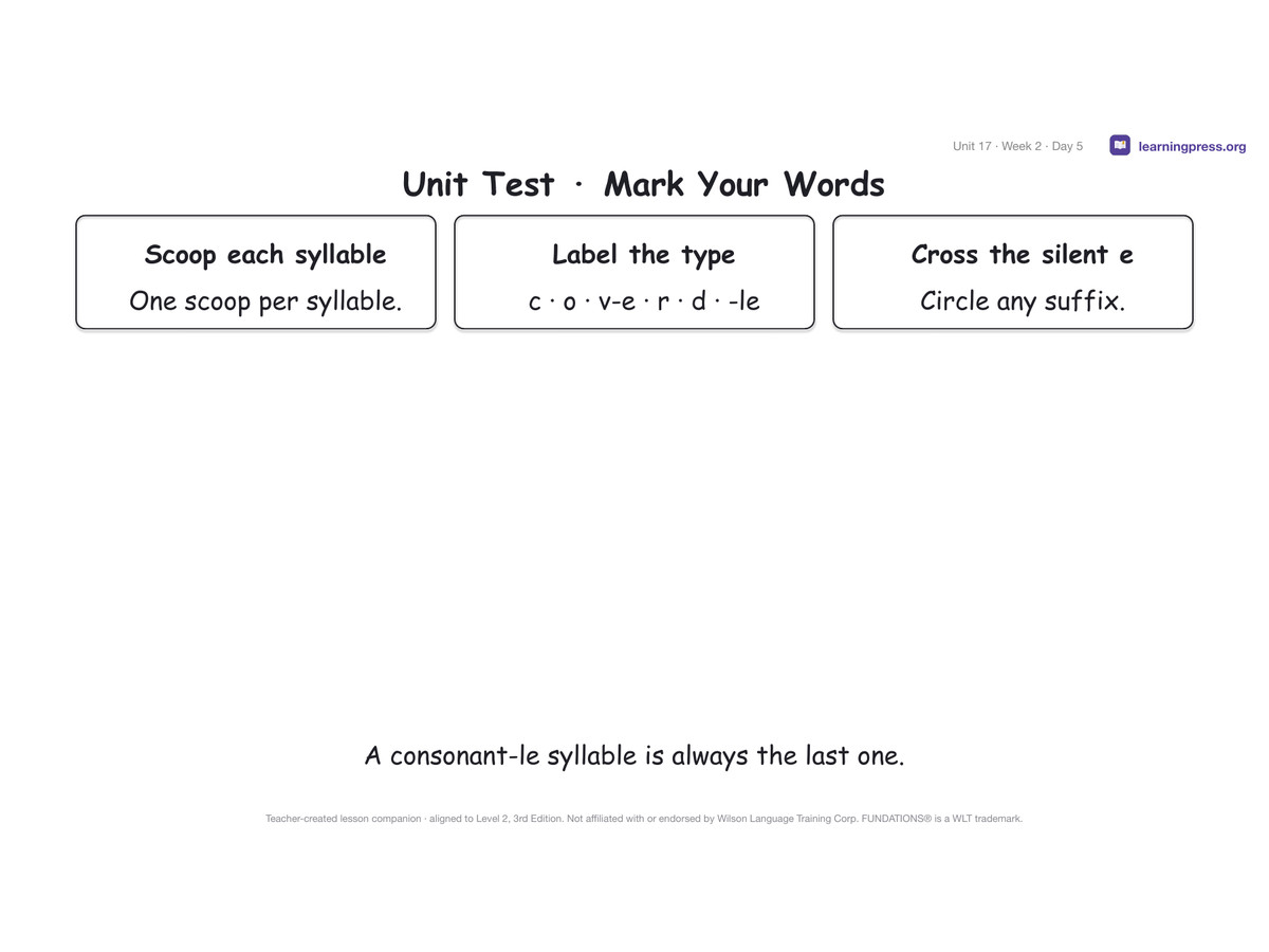 Preview page 4 of Fundations Level 2 Unit 17 Lesson Slides – 3rd Edition Aligned