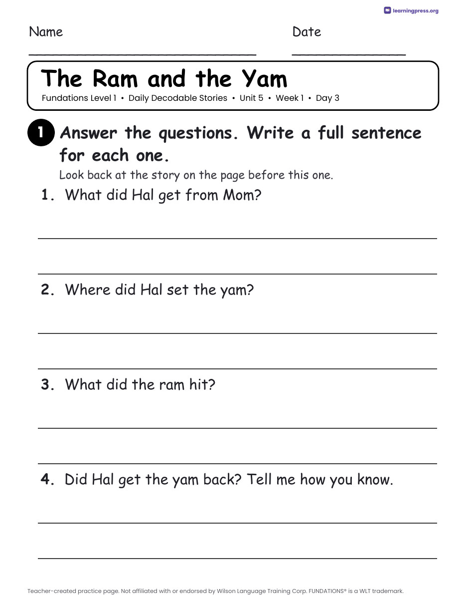 Preview page 4 of Fundations®-Aligned Level 1 Complete Bundle + Daily Decodable Stories
