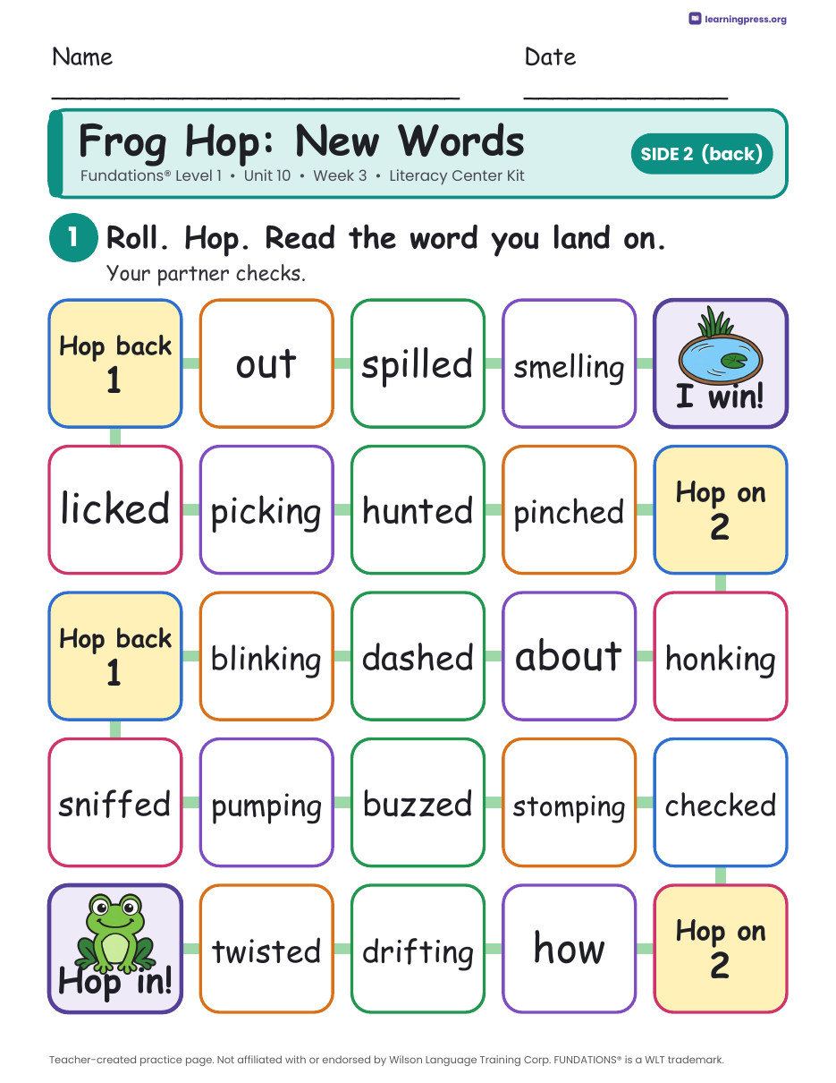 Preview page 4 of Fundations Level 1 Unit 10 Week 3 Literacy Center Kit