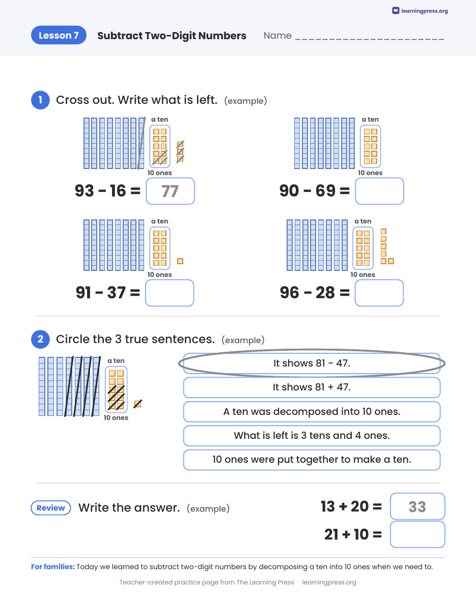 Preview page 1 of Illustrative Math (IM®) Aligned 2nd Grade Unit 2 Homework Packet (Color & B&W)