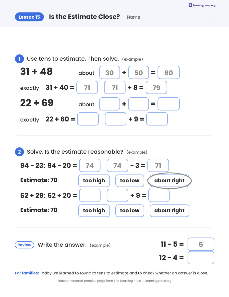 Preview page 4 of Illustrative Math (IM®) Aligned 2nd Grade Unit 2 Homework Packet (Color & B&W)