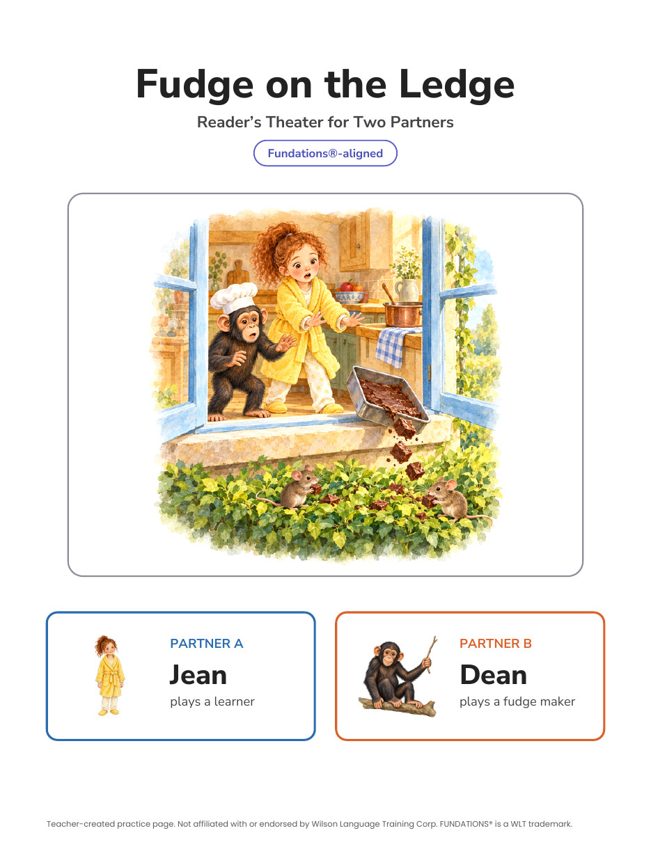 Preview page 1 of Fundations-Aligned Partner Reader's Theater · Level 3 Unit 12