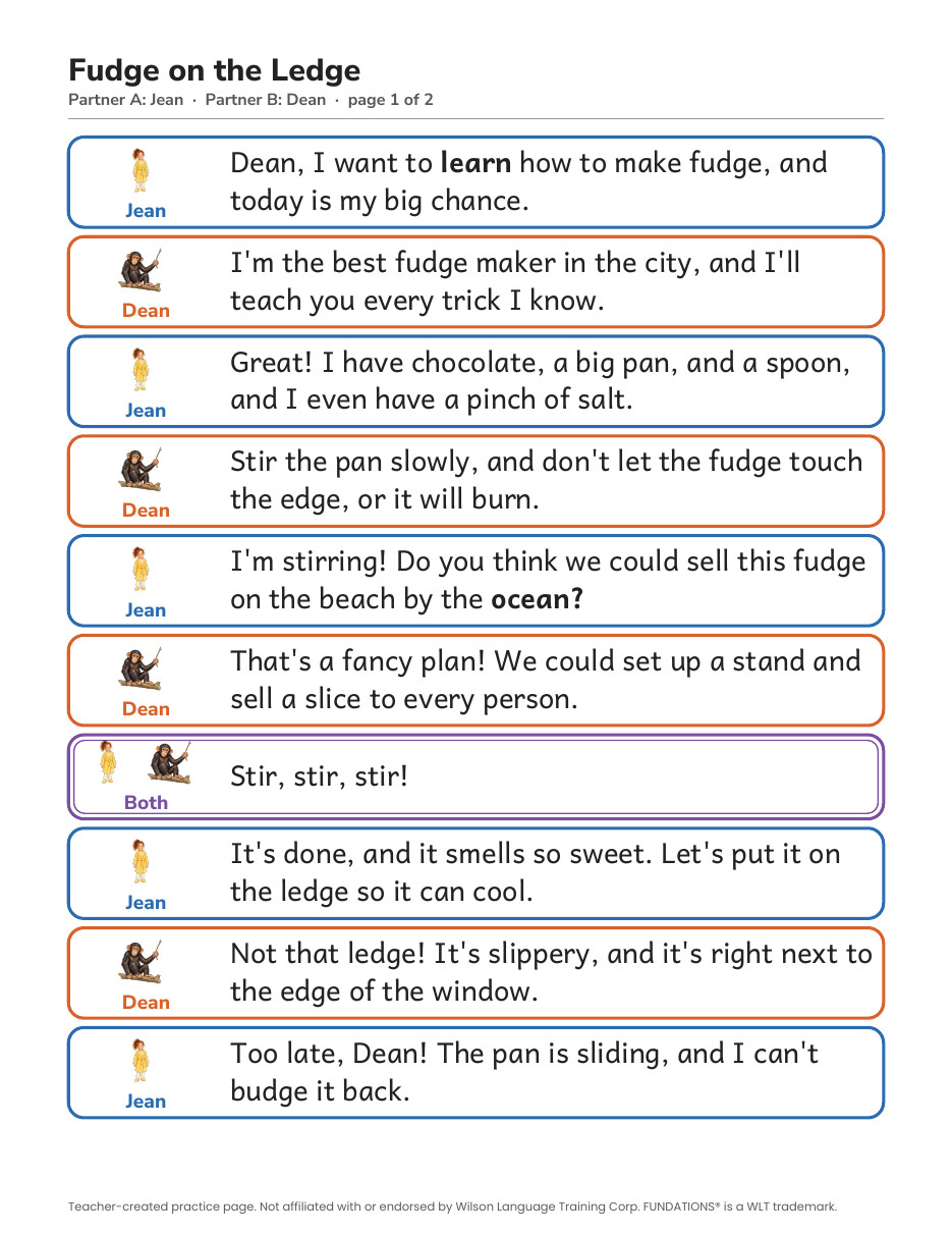 Preview page 2 of Fundations-Aligned Partner Reader's Theater · Level 3 Unit 12