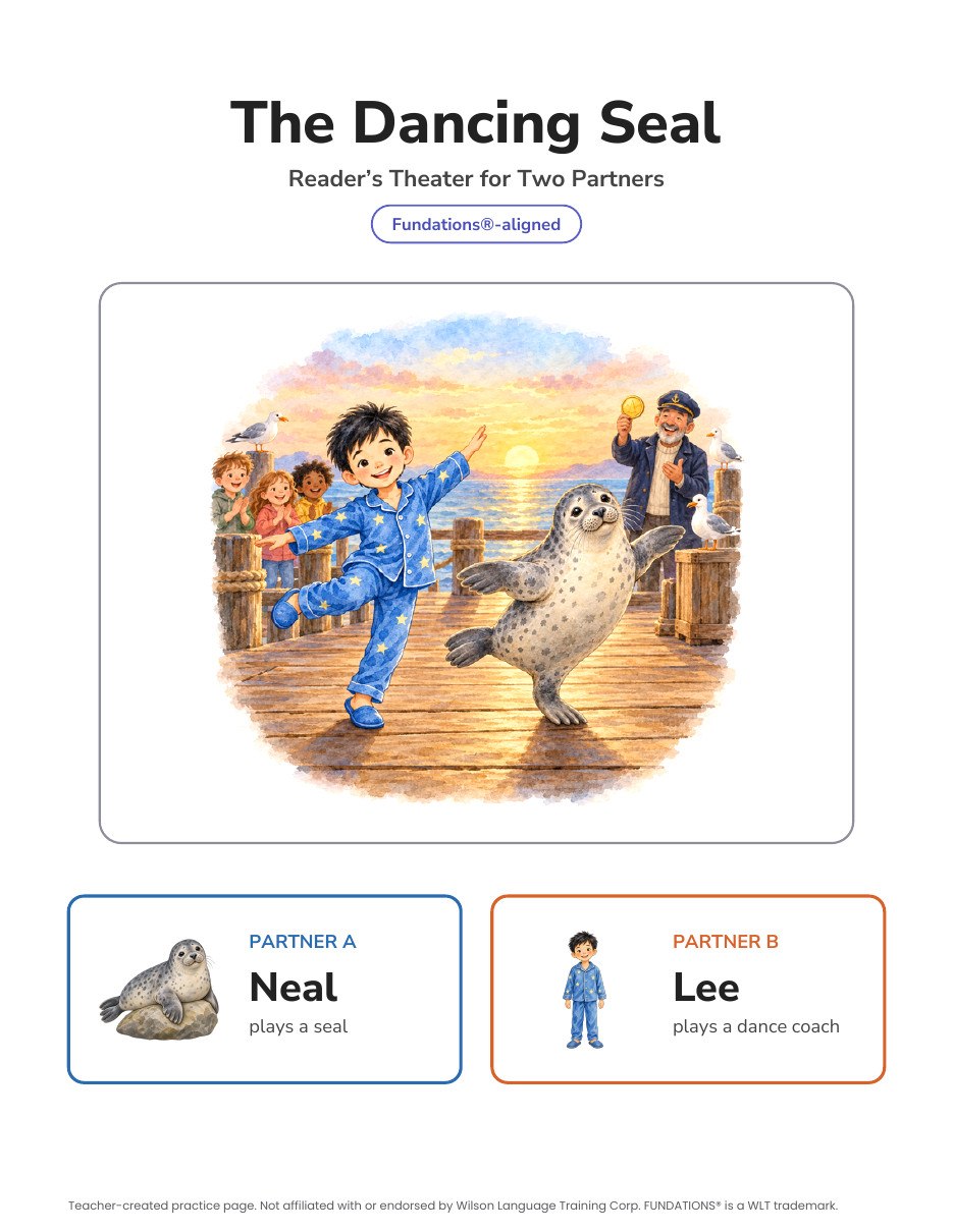 Preview page 4 of Fundations-Aligned Partner Reader's Theater · Level 3 Unit 12