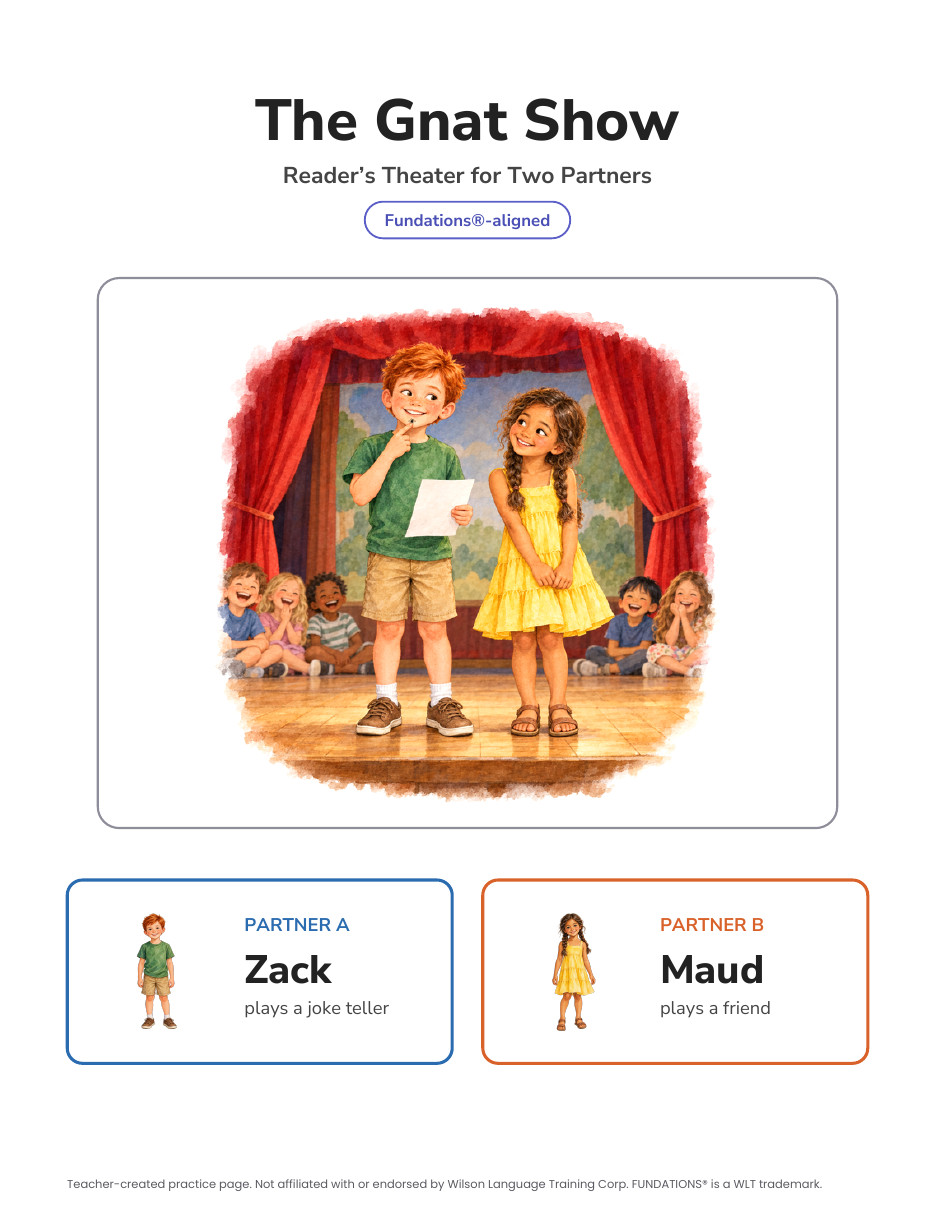 Preview page 1 of Fundations-Aligned Partner Reader's Theater · Level 3 Unit 13