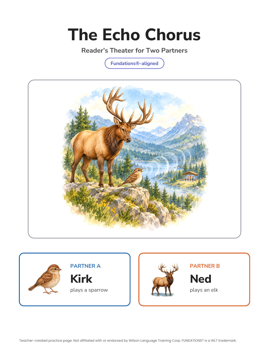 Preview page 4 of Fundations-Aligned Partner Reader's Theater · Level 3 Unit 13