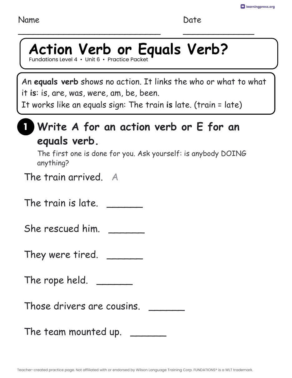 Preview page 2 of Fundations Level 4 — Full-Year Practice Packets Bundle (All Units 1–15)