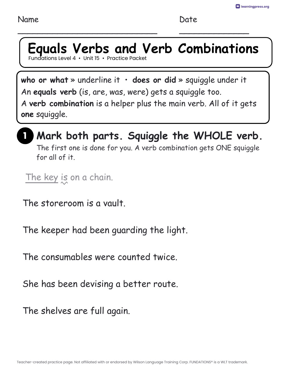 Preview page 4 of Fundations Level 4 — Full-Year Practice Packets Bundle (All Units 1–15)
