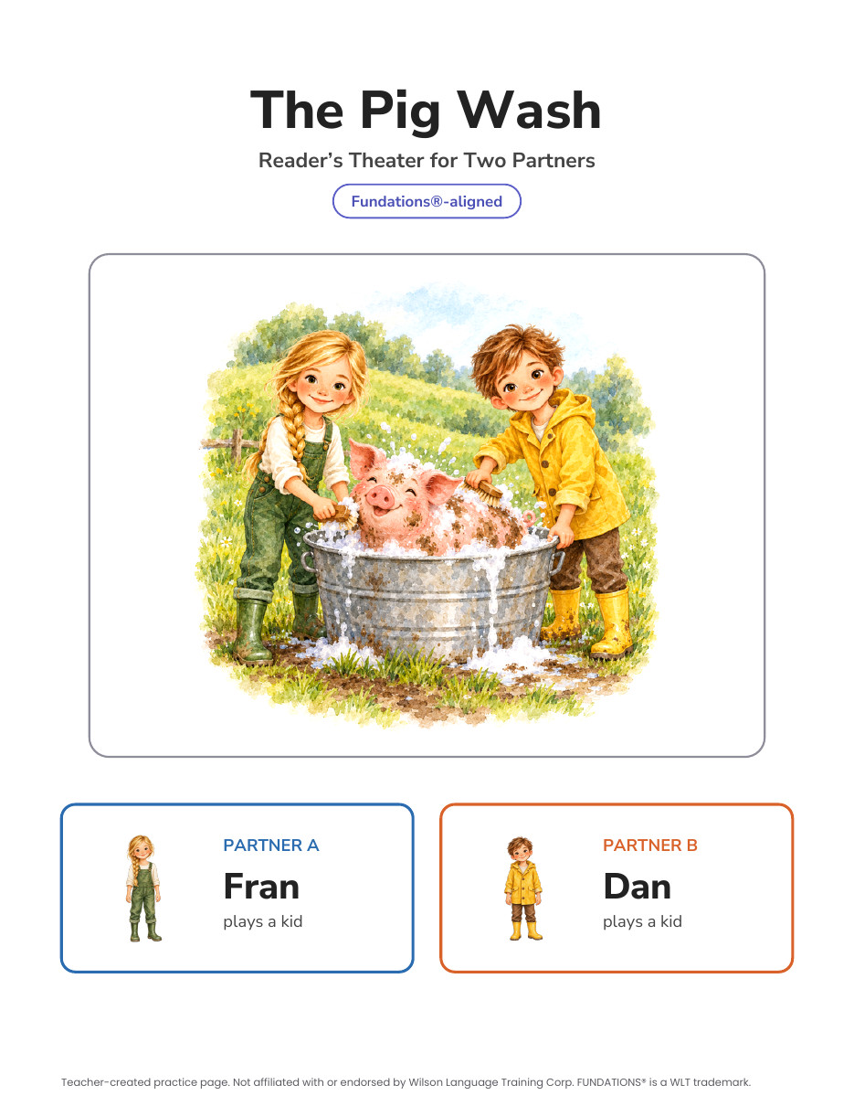 Preview page 1 of Fundations-Aligned Partner Reader's Theater · Level 2 Unit 4